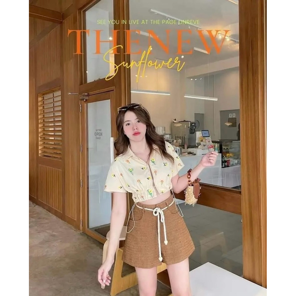 ส่งต่อ เสื้อครอป งานร้าน Un reve ไซส์L