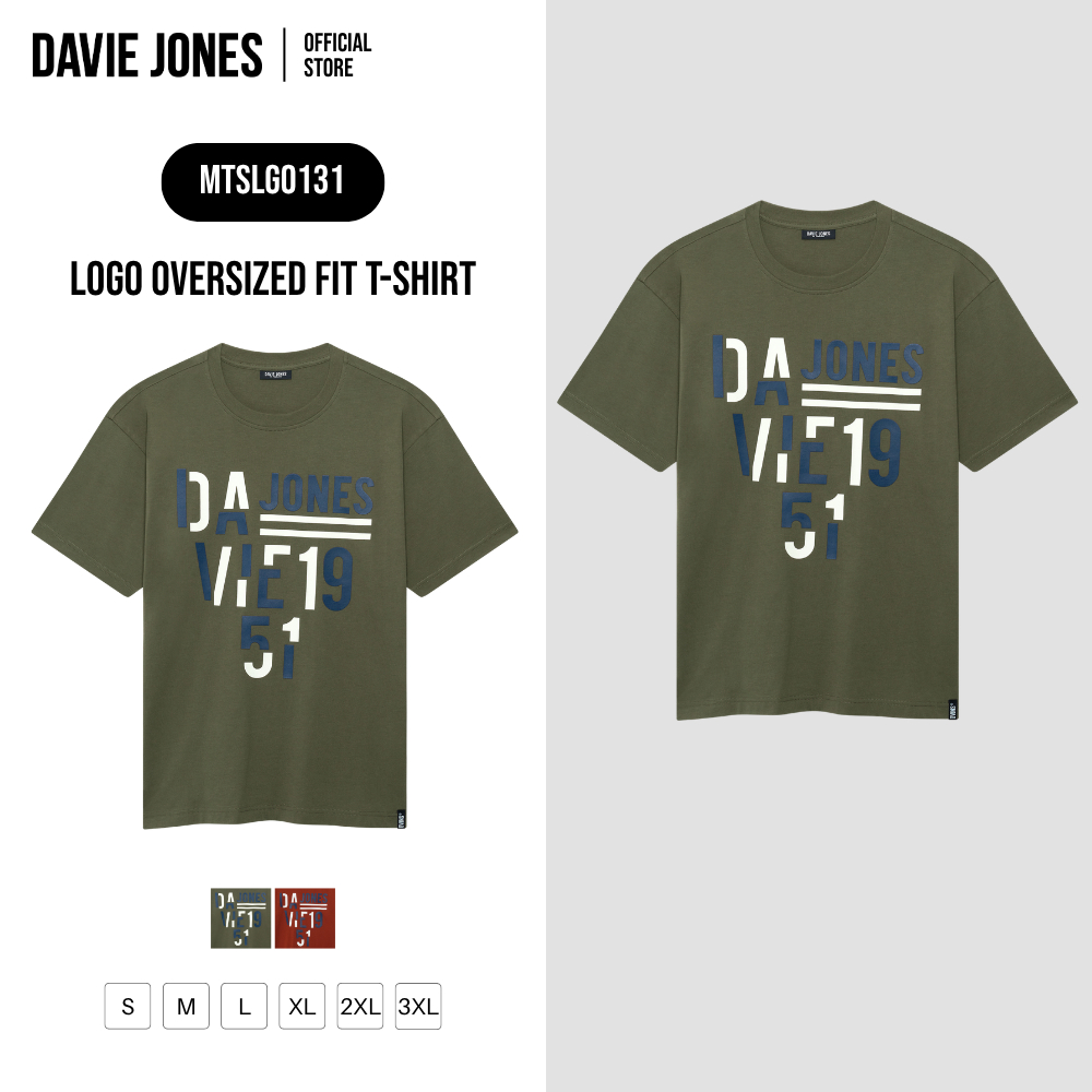 DAVIE JONES [BE FEARLESS] เสื้อยืดผู้ชาย Logo Oversized Fit T-Shirt LG0131 สีเขียว ส้ม – โปรปัง