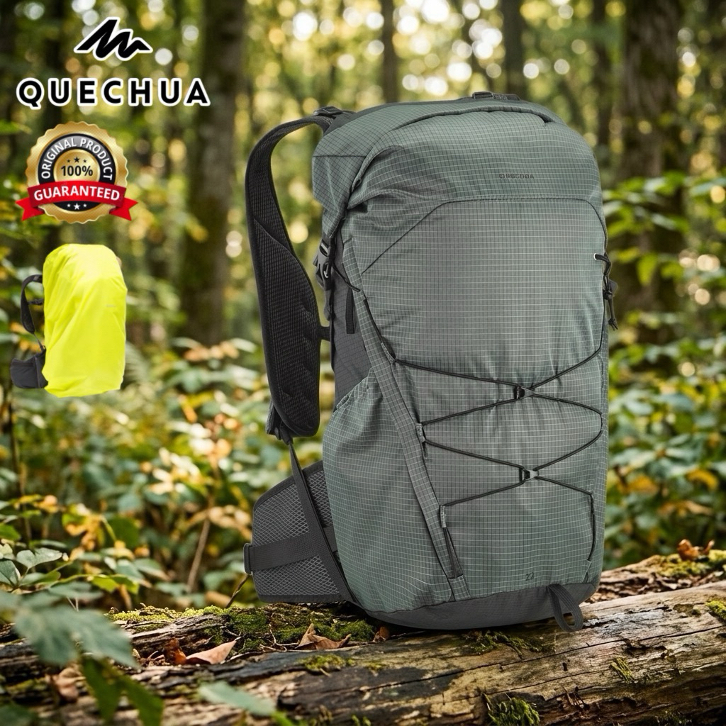กระเป๋าเป้สะพายหลังขนาด 22 ลิตร “มีถุงคลุมกันฝน” รุ่น MH500 (สีเขียว) QUECHUA