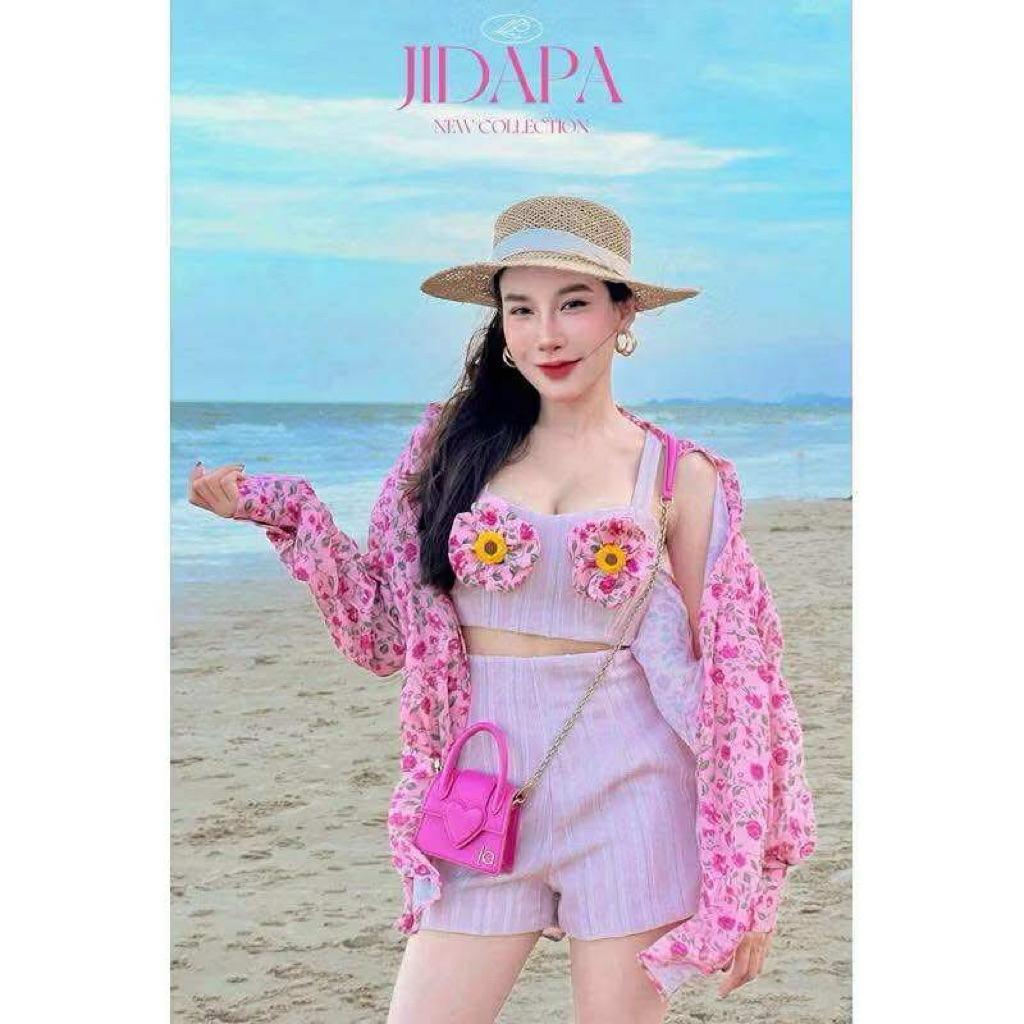 ชุดเซตสีชมพูงานป้ายไซสผ์M Jidapa