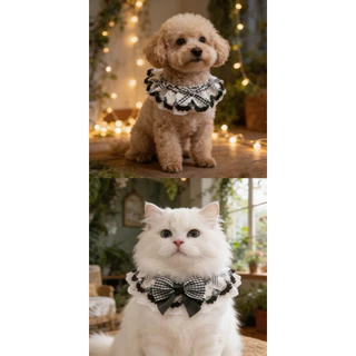 COD🐶🐱ผ้าพันคอแมว ผูกโบว์ ปลอกคอสัตว์เลี้ยง เอี๊ยม พิมพ์ลายลูกไม้ ประดับ แมวนางฟ้า ผ้าพันคอสุนัข ผ้าพันคอถัก