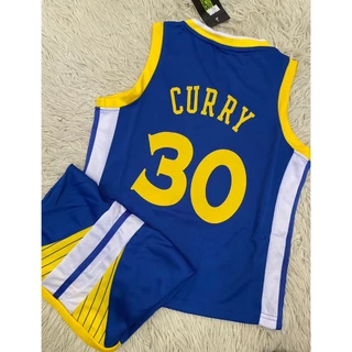 ชุดบาสเก็ตบอลเด็กสีกรมเบอร์30สกรีนชื่อCURRYเสื้อ+กางเกง