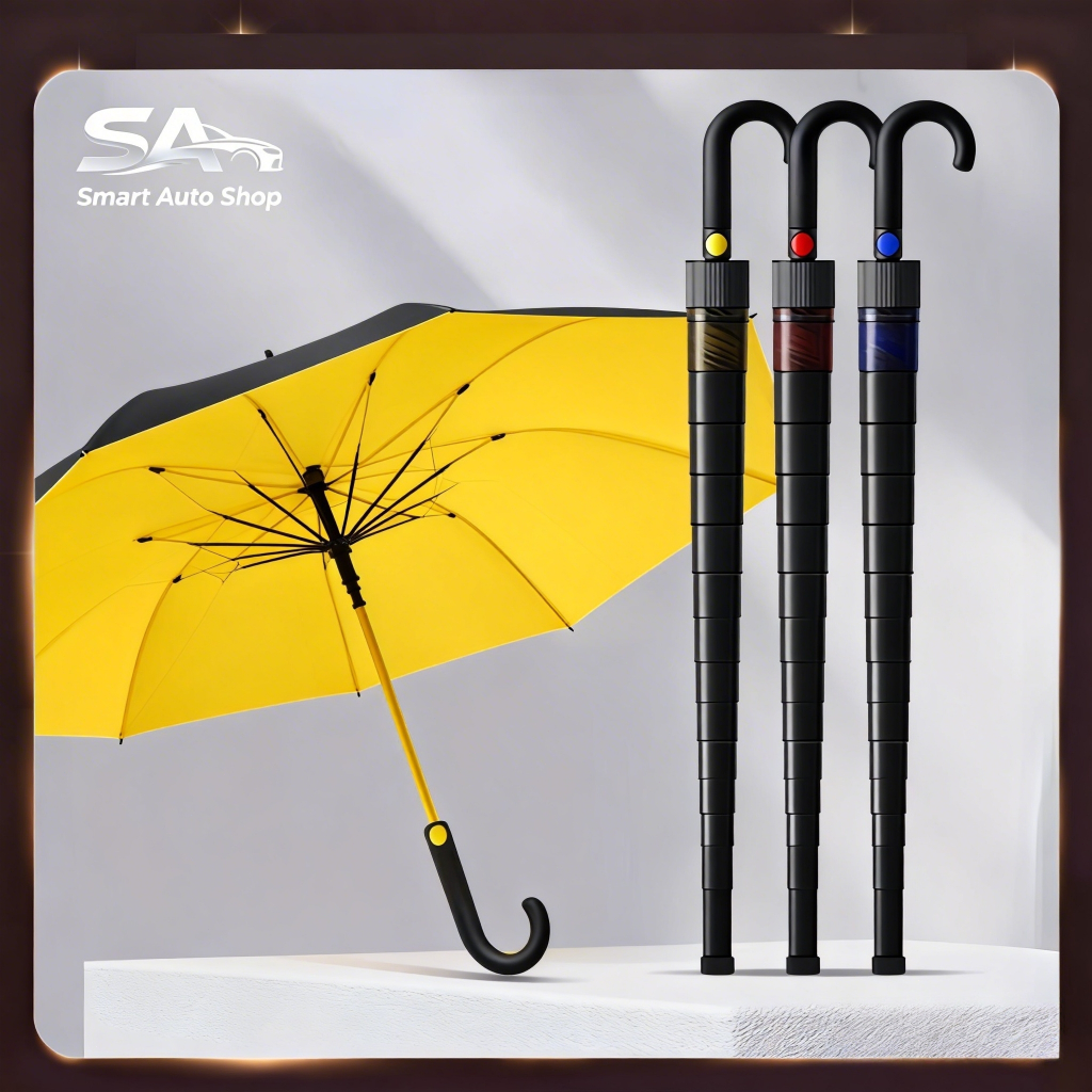 SA ร่ม 48 นิ้ว UVดำ โครงไฟเบอร์ ออโต้เปิด มี 4 สี ร่มออโต้ก้านยาว ร่มมีเคสกันUV ร่มกันฝนด้ามยาว ไม่ขึ้นสนิม โครงแข็งแรง