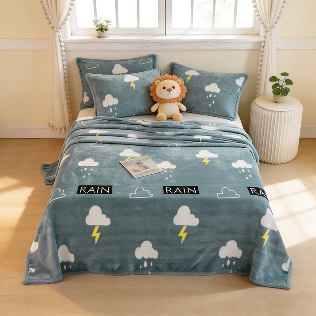 Snug พร้อมส่ง! ผ้าห่มฟลานเนล ขนาด 5 ฟุต ลายน่ารักสไตล์การ์ตูน นุ่มสบาย ไม่เป็นขุย ไม่ซีดจาง ใช้ได้ทุกฤดู