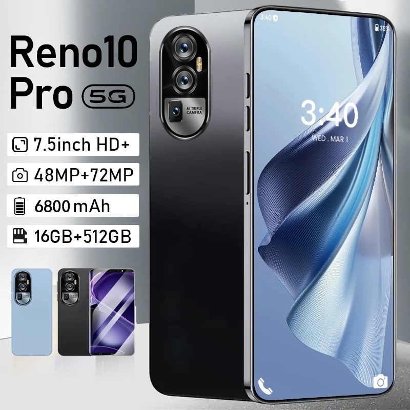 โทรศัพท์ Reno10 Pro แรม16GB รอม512GB หน่วยความจําขนาดใหญ่ 7.5 inch หน้าจอเต็ม รองรับ2ซิม รองรับแอพธนาคาร โทรศัพท์ถูกๆ