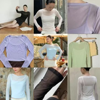 Thiar Long-sleeve Top | เสื้อ 2 ชิ้น ซีทรูแขนยาวพร้อมเสื้อสายเดี่ยวเบาสบาย ยืดตามตัว แมทช์ง่าย ซัมเมอร์ คาเฟ่ ทะเล| T192