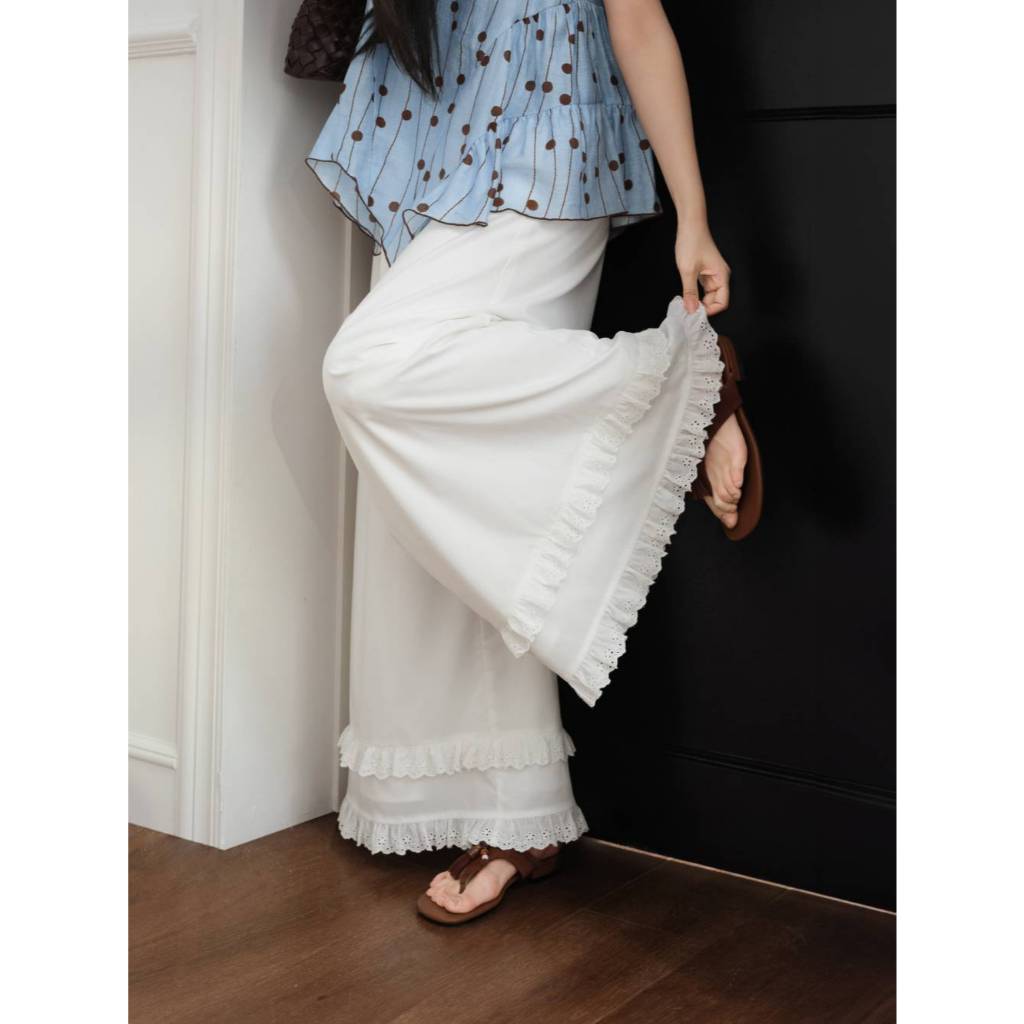 [Preorder] KUOSE : Elastic Waist Ruffle Hem Pants