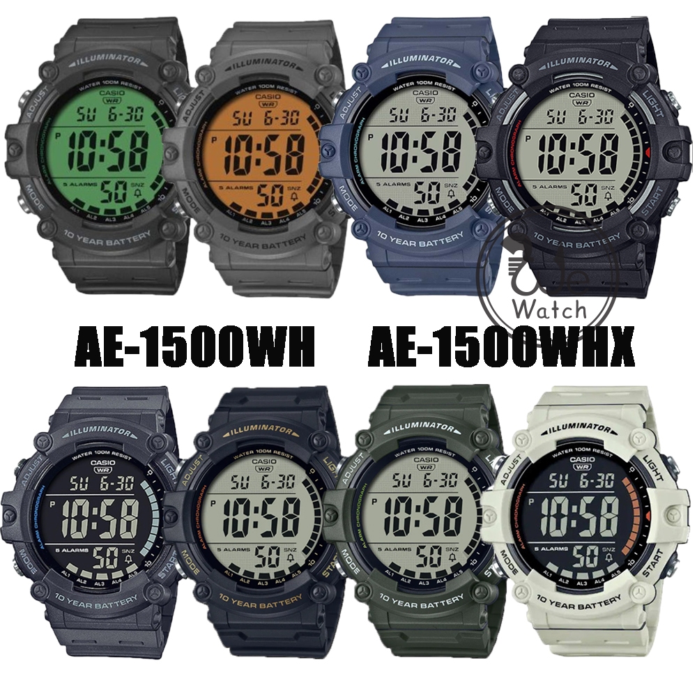!!ประกัน1ปีและกล่อง CMG!! CASIO รุ่น AE-1500WH นาฬิกาชาย แบตเตอรี่ 10 ปี หน้าปัดใหญ่ AE1500 AE-1500