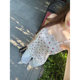 Lovie Garden Top สายเดี่ยวลูกไม้ลายดอก