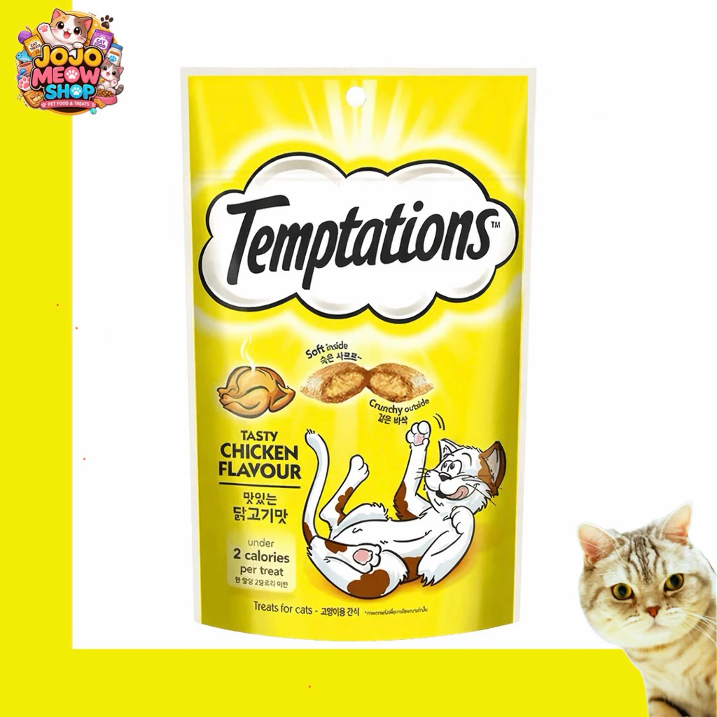 “ Temptations 75g ขนมแมวขายดี ทูน่า/ไก่ กินง่าย แมวชอบ”