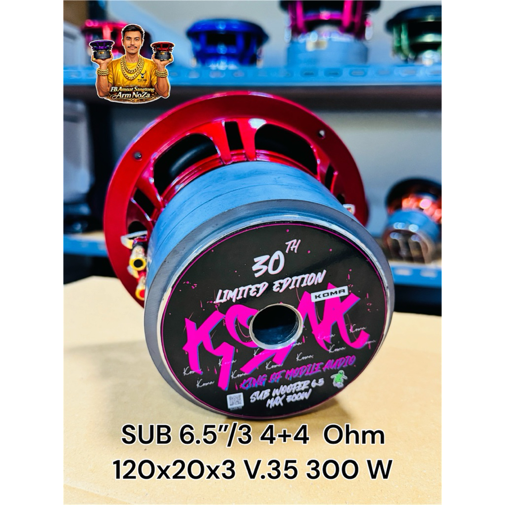 (ดอกลำโพงบลูทูธ)ซับ 6.5“ 3 ชั้น 4+4 Ohm V.35 300 W ราคาต่อ 1 ดอก