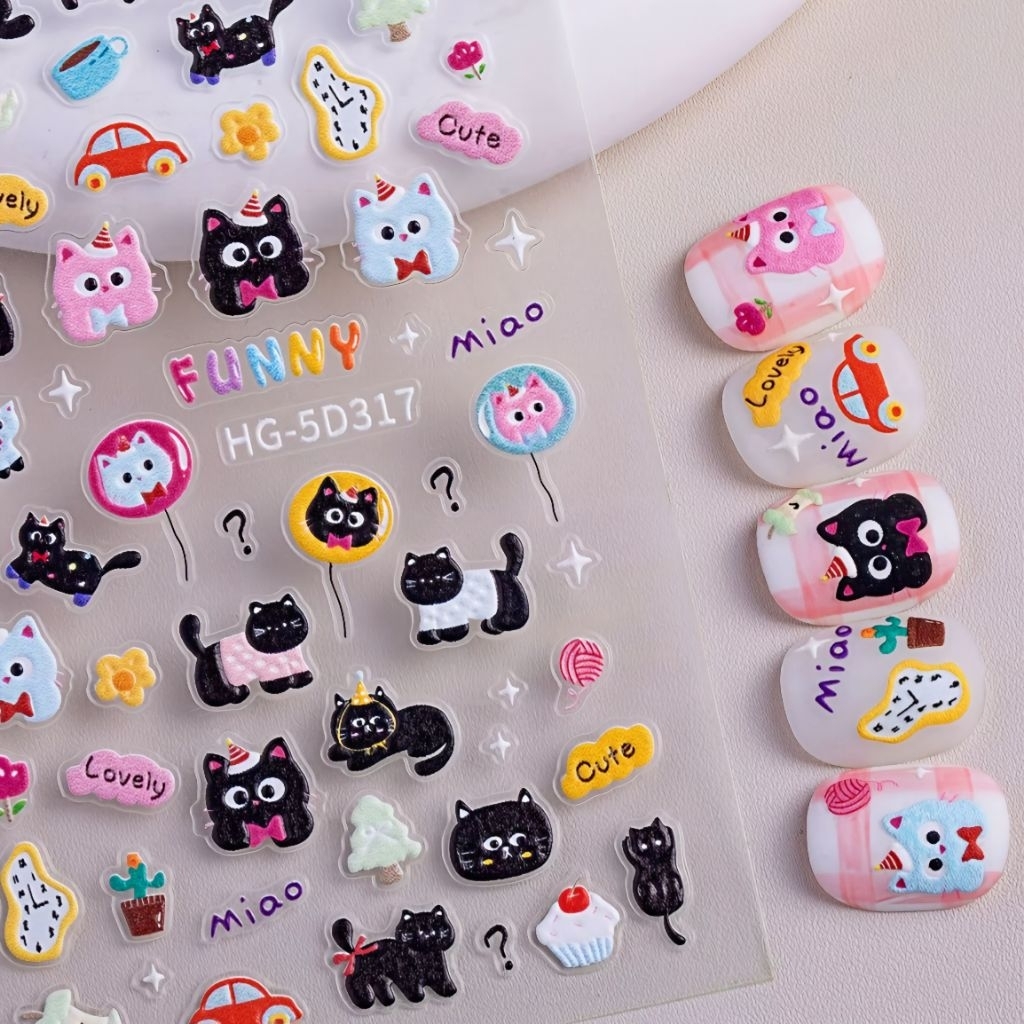พร้อมส่งจากไทย! สติกเกอร์ติดเล็บ สติกเกอร์ลายนูน รูปที่ 2