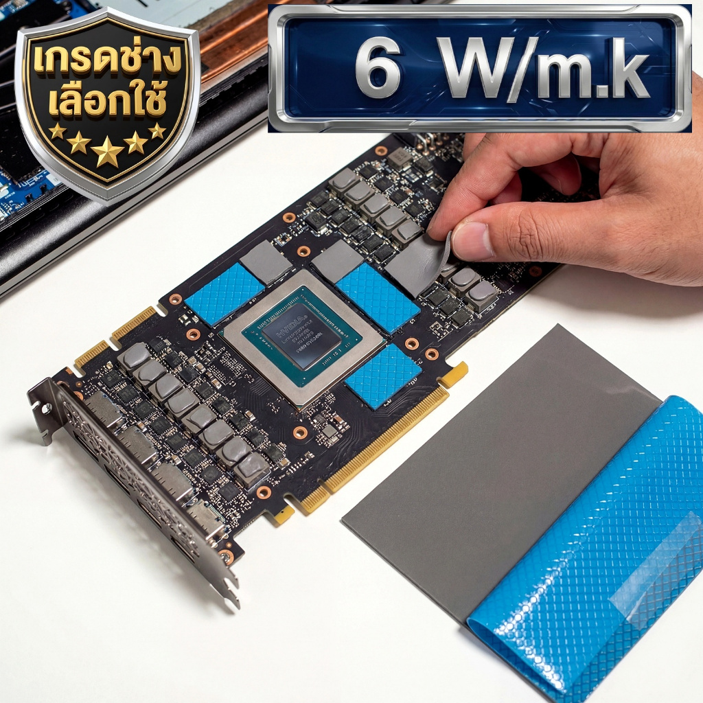 6 W/m.k [เกรดช่างเลือกใช้] Thermal Pad Pro แผ่นระบายความร้อน แปะแรม ภาคจ่ายไฟ การ์ดจอ Notebook M.2 CryoCore เย็นสุดขั้ว