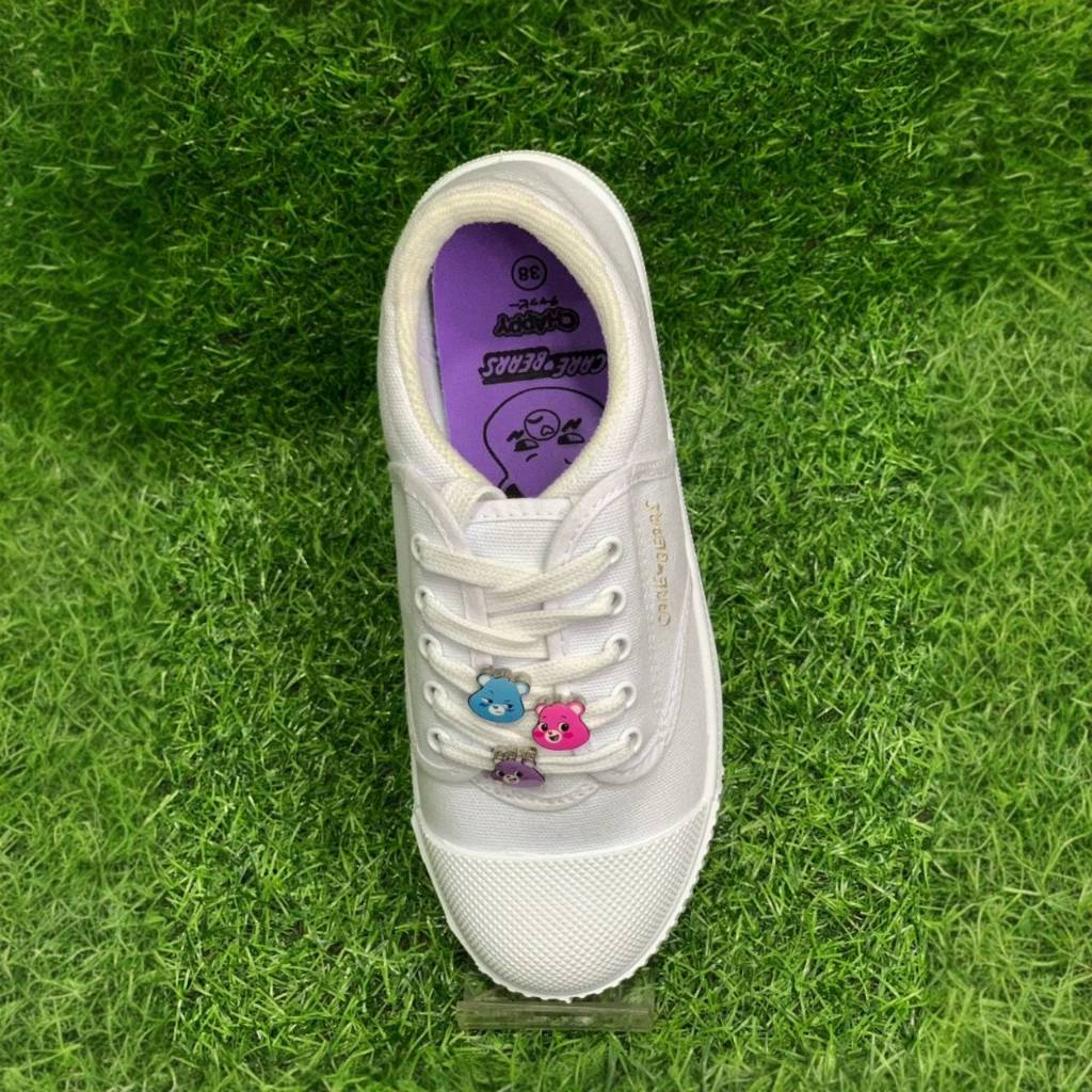 Nfshoes Chappy รองเท้าผ้าใบสีขาว ผู้หญิง แคร์แบร์ รุ่น CB001/CB008 ไซส์ 33-40 พื้นสีม่วง/ชมพู รองเท้าคุณภาพสากลW/H รูปที่ 5