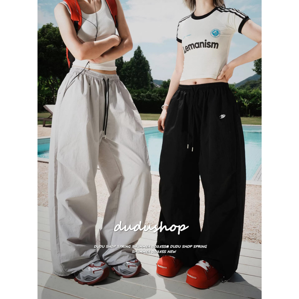 [Trendy letter print, casual flared pants]สไตล์อเมริกันตัวอักษรวินเทจพิมพ์ผู้หญิงชุดลำลองกางเกงขาบาน
