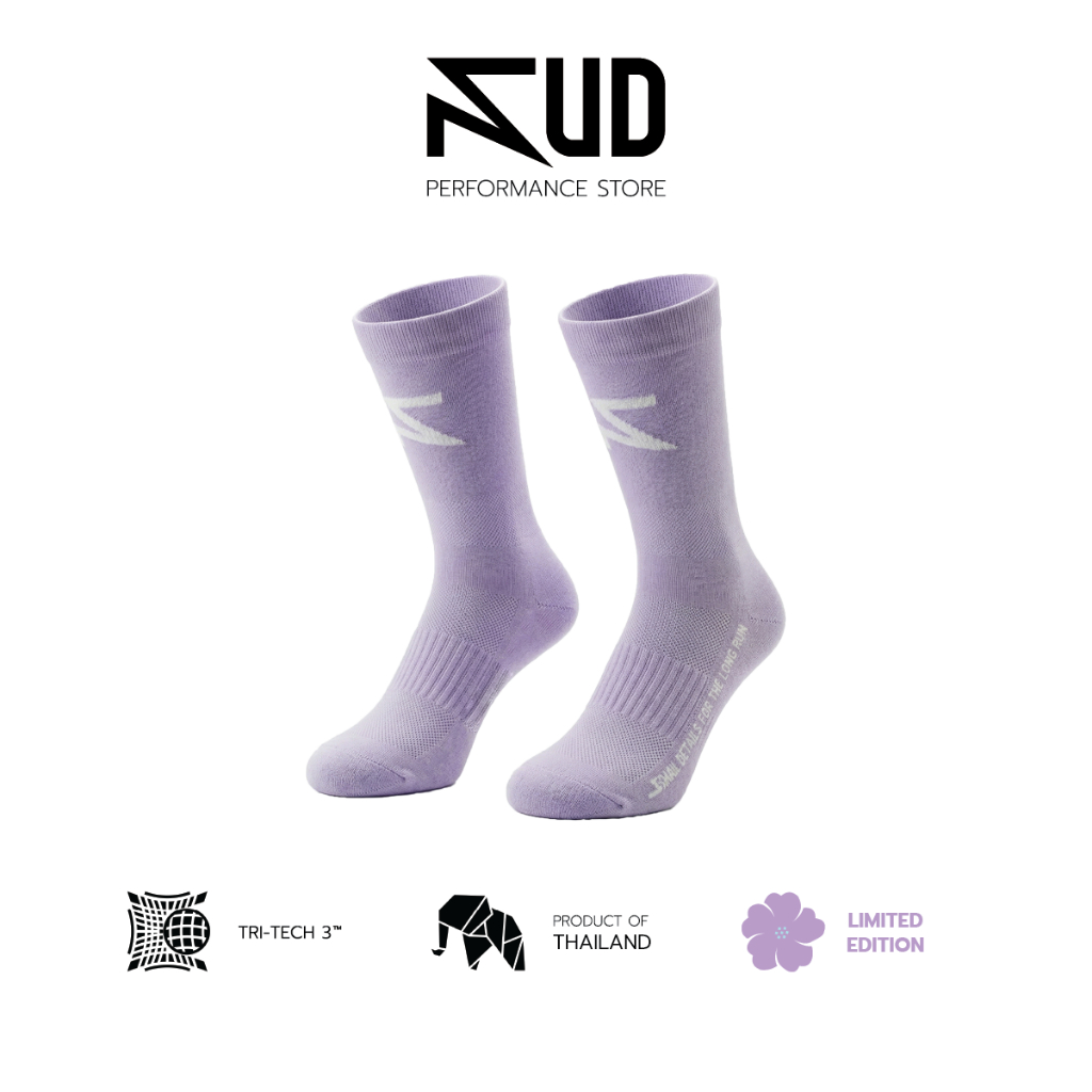 SUD ถุงเท้าวิ่ง รุ่น Lavender SKY (Limited Edition) 300 คู่/ไซส์ - ถุงเท้าวิ่งข้อสูง เทคโนโลยีผ้า TRI-TECH 3™