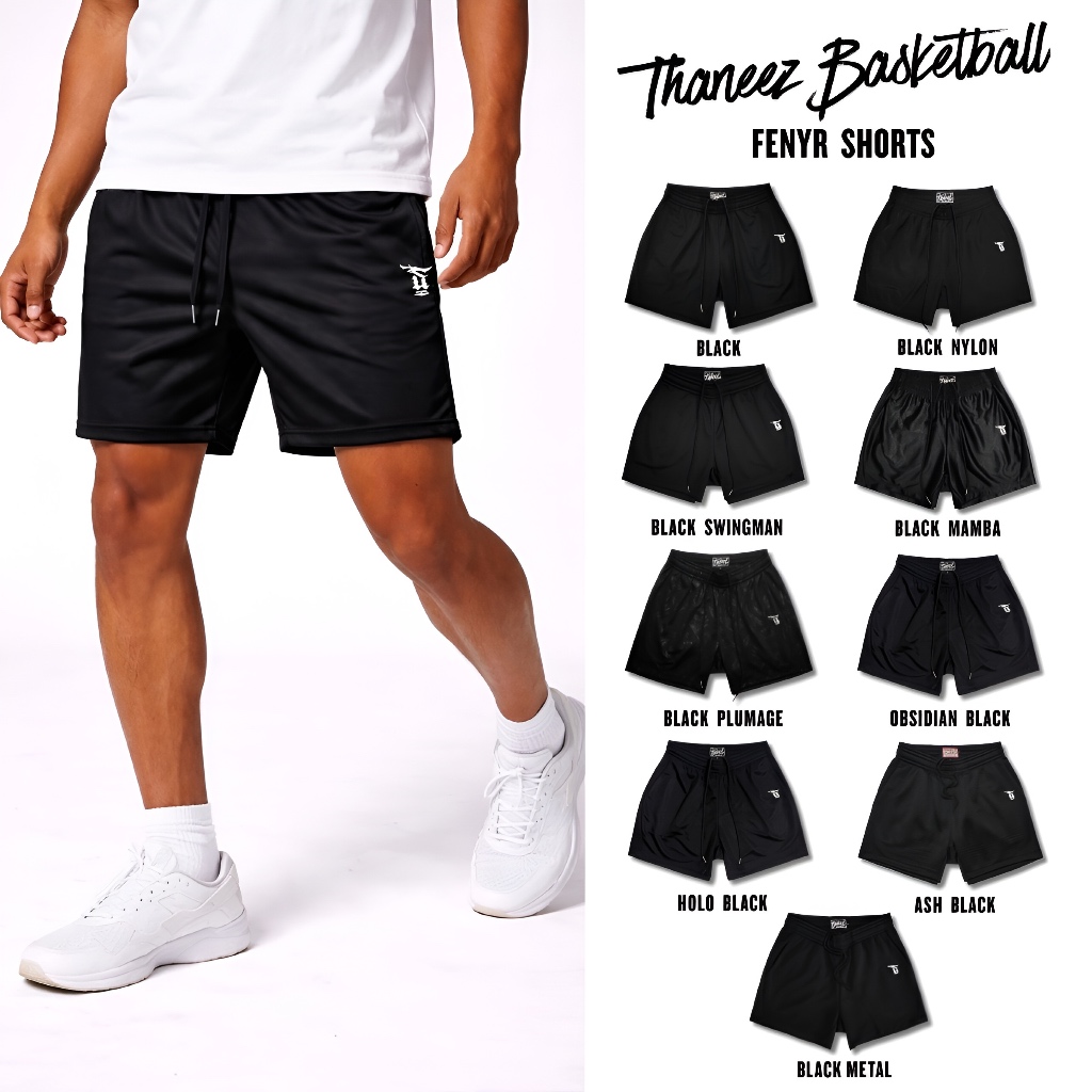 กางเกงกีฬา กางเกงบาสทรงสั้น รุ่น FENYR SUPER BLACK COLLECTION [ มีไซส์ใหญ่ ]