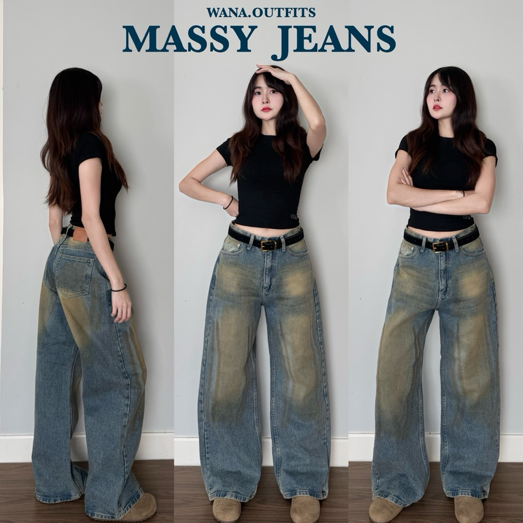 Wana.Outfits - Massy Jeans กางเกงยีนส์แต่งเฟดสนิม