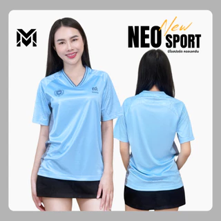 MAWIN เสื้อยืดกีฬาคอวีพิมพ์ลาย NEO SPORT ใส่ได้ทั้งหญิง ชาย