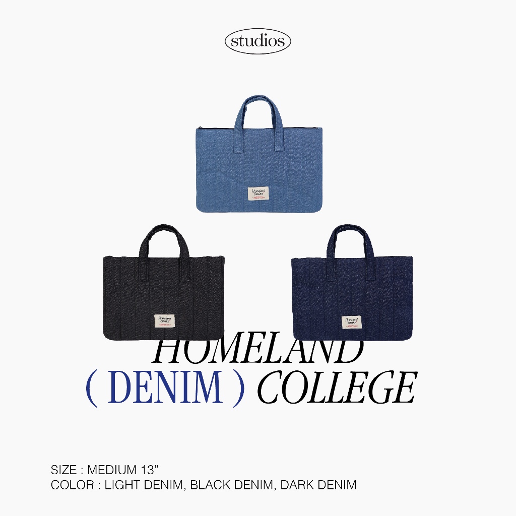 HOMELAND - NEW! กระเป๋าผ้ายีนส์ สำหรับใส่ Laptop ด้านในมีช่อง / ซิปปิด (Medium 13 นิ้ว) มี 3 สี
