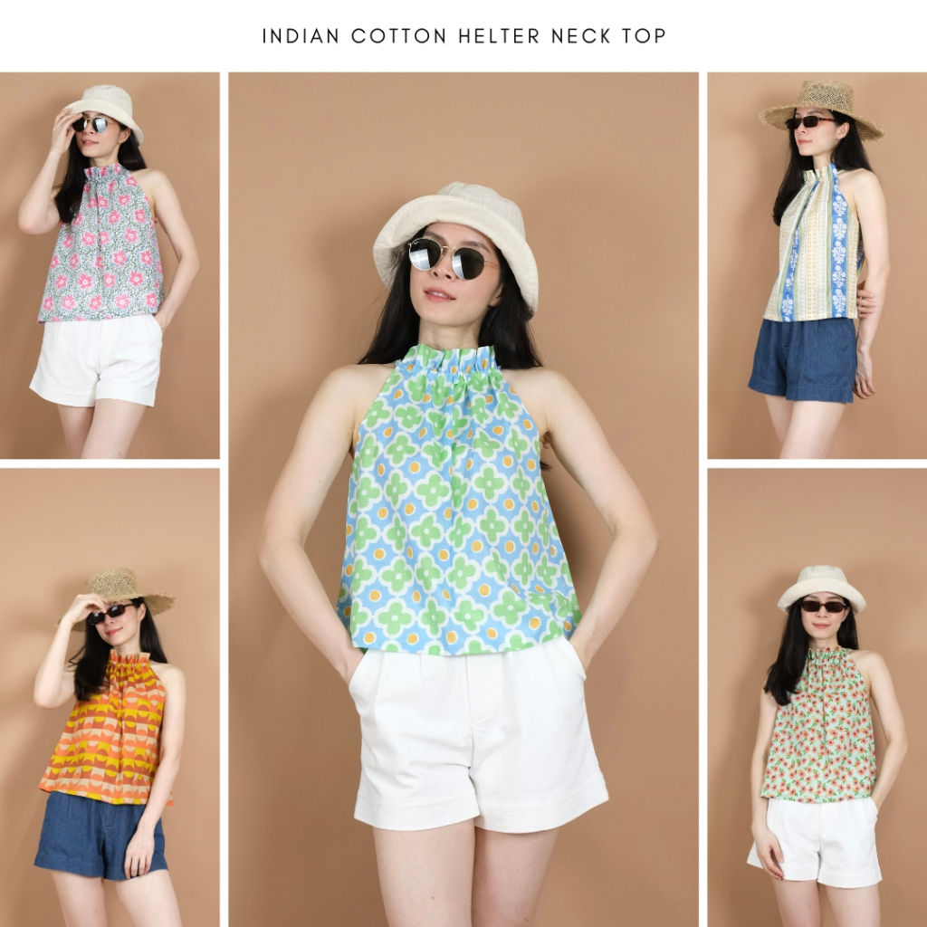 Halter Neck Top Indian Cotton  เสื้อคอรูด