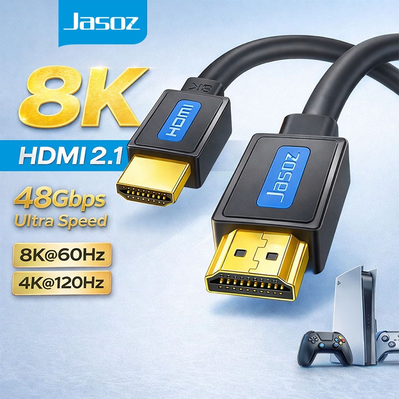 ⚡ส่งจาก กทม⚡Jasoz สาย HDMI 2.1 Cable 8K/60Hz 4K/240Hzความเร็วสูง สําหรับ PS4/5 TV PC Switch 0.5-5Met