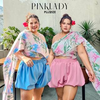 เสื้อสไบลายดอก 2 สี / กางเกงขาสั้น บอลลูน ผ้าครัช 2 สี (***ข…