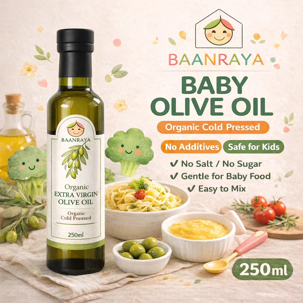 น้ำมันมะกอกธรรมชาติ Extra Virgin Olive Oil Organic Cold Pressed 250ml ไม่ผ่านการกลั่น สำหรับอาหารเด็ก Baan Raya