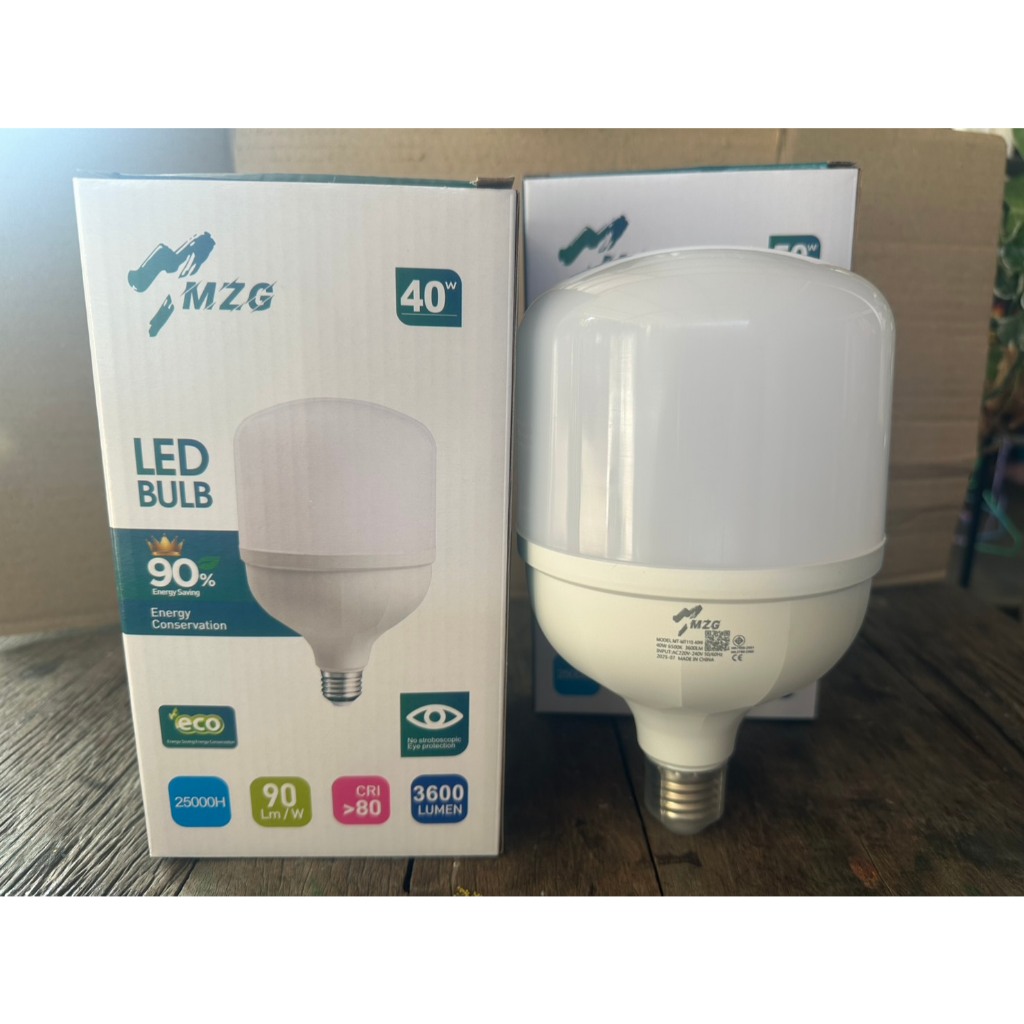 MZG หลอดไฟ LED BULB ทรงกระบอก แสงขาว ขั้วE27 (40วัตต์,50วัตต์)