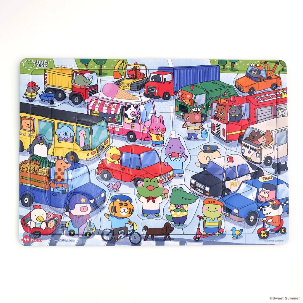 จิ๊กซอว์สำหรับเด็ก - JessieFrog Jigsaw Puzzle แบบถาด 45 ชิ้น ลาย Cars
