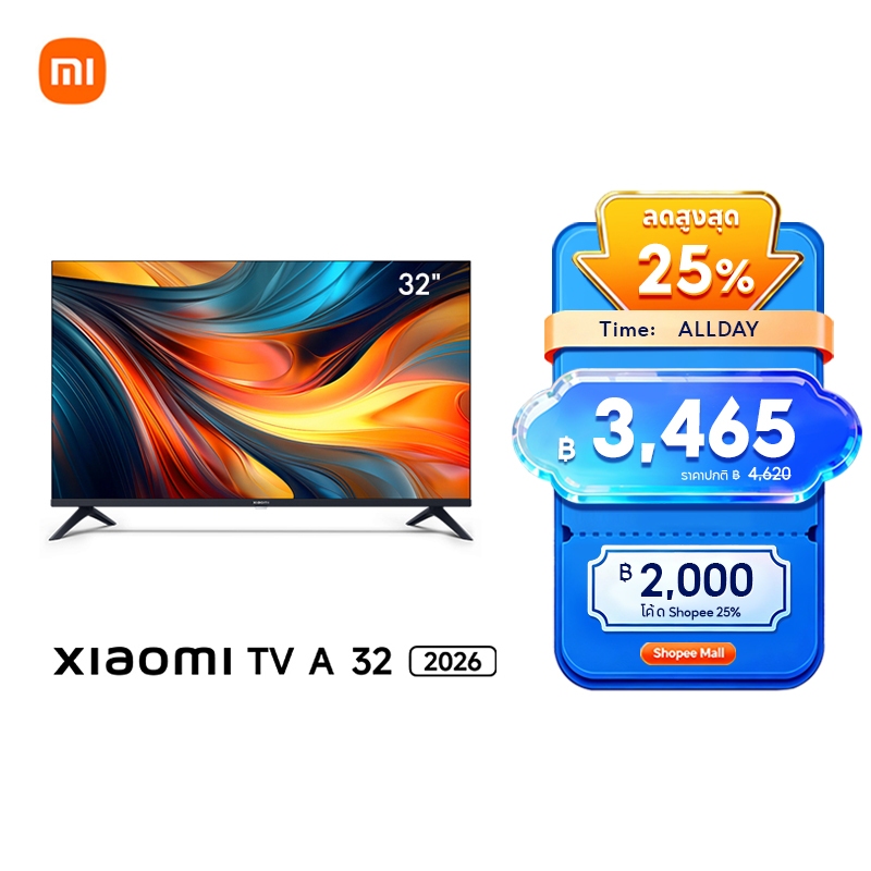 Xiaomi Smart TV A 32 / 43F / Pro 65 2026 HD Google สมาร์ททีวี การออกแบบไร้ขอบ ดิจิตอลทีวี Netflix Youtube Dolby Vision