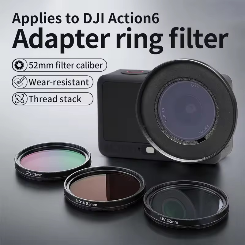 DJI Action 6 Adapter Ring Filter 52mm Adapter Frame for Action 6 อะแดปเตอร์ วงแหวน ขนาด 52 มม.