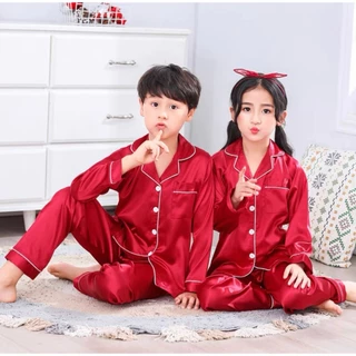 TT2222 SBT เซทชุดนอนเด็กสีพื้นใส่ได้ทั้งชายและหญิง **ต้องเทียบตารางก่อนสั่งซื้อ** เนื้อผ้าซาติน(บาง) ขายาวแขนยาวพร้อมส่ง