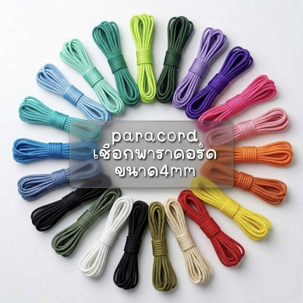 เชือกพาราคอร์ด Paracord 4mm แบ่งขาย 5-10 เมตร เชือกถักปลอกคอแมว