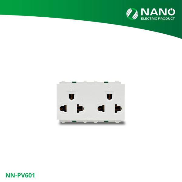 NANO เต้ารับคู่แนวตั้งมีกราวด์ (แบบเสียบสาย) ขนาด 3 ช่อง 16A 250V Classic series (1 ชิ้น/กล่อง) รุ่น NN-PV601