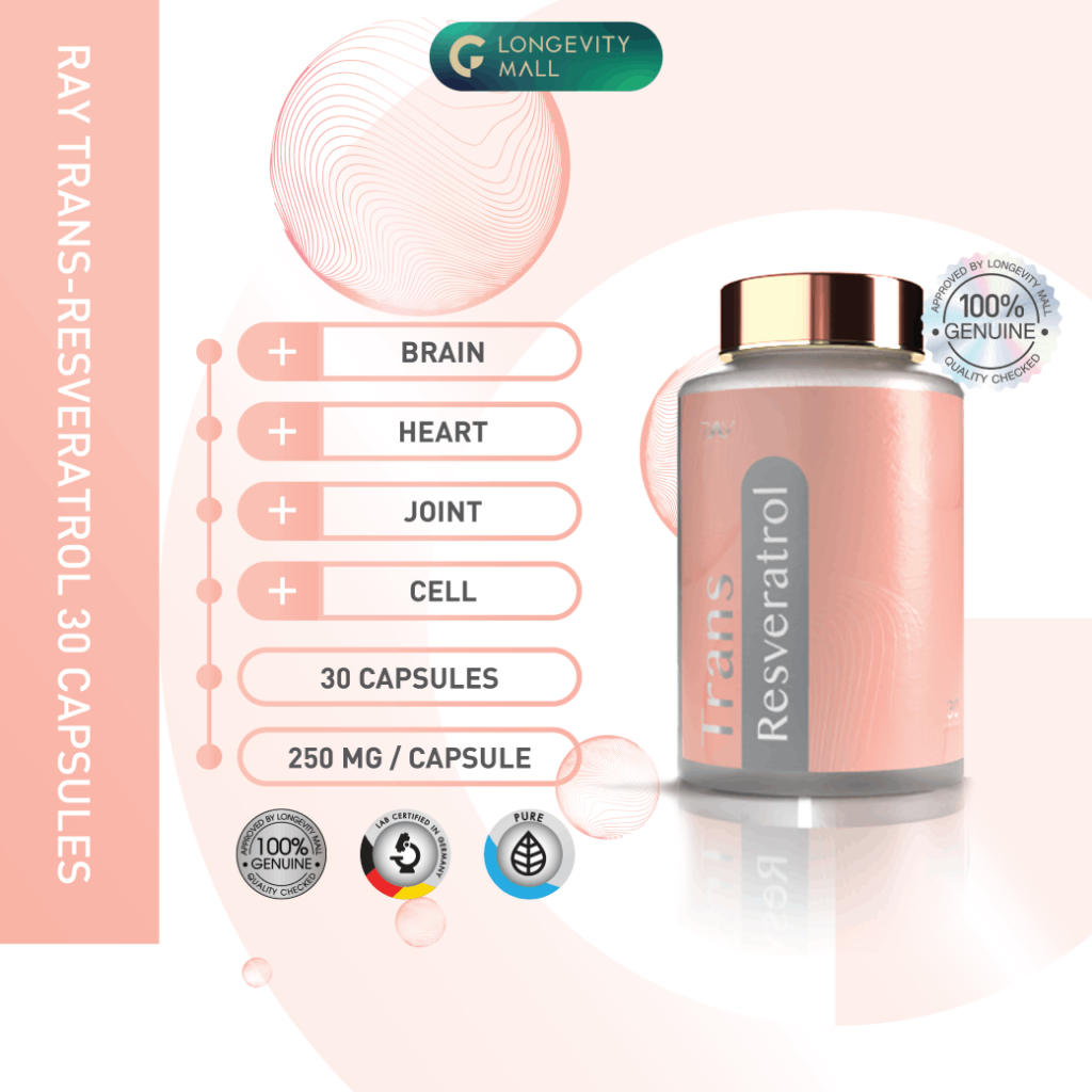RAY (Reverse Aging Youth) Pure Trans - Resveratrol 30 Capsule ทรานเรสเวอราทรอล บริสุทธิ์