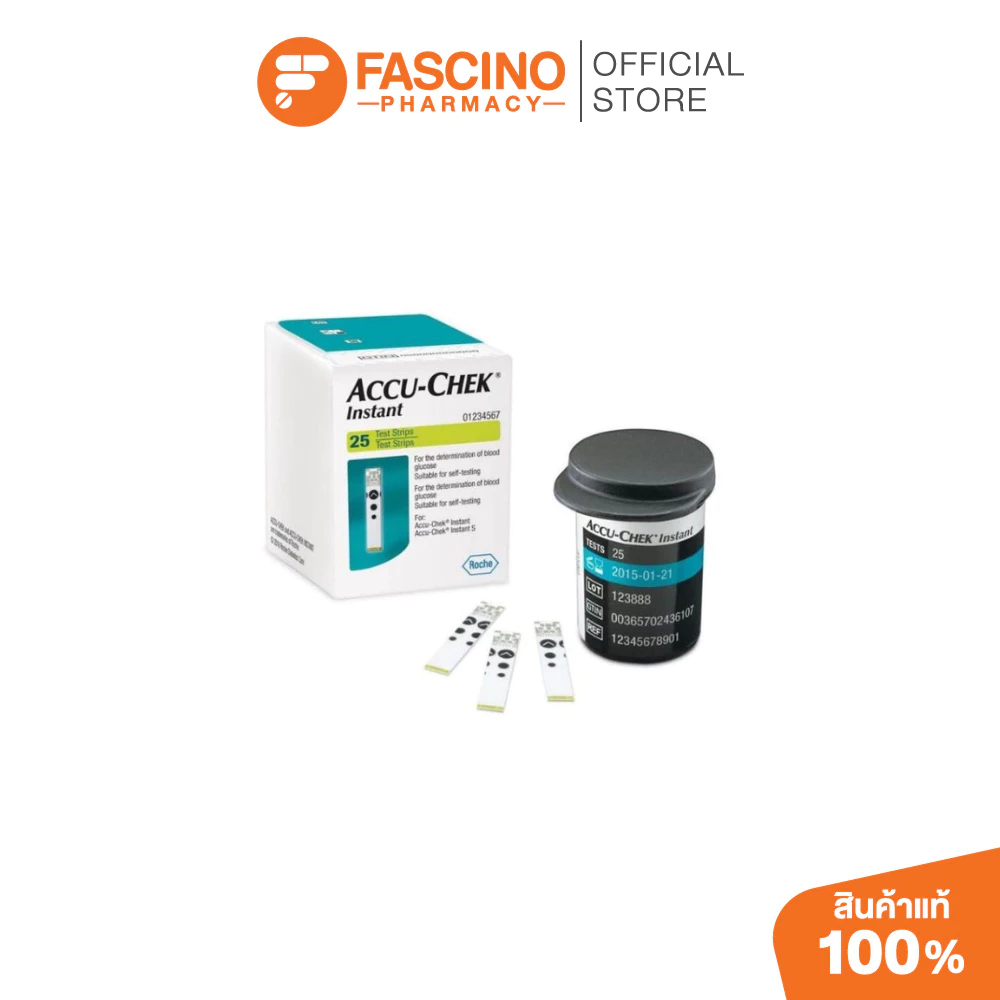 Accu-Chek Instant แอคคิว-เช็ค อินสแตนท์ แถบตรวจระดับน้ำตาลในเลือด สำหรับเครื่อง Instant 25 แผ่น