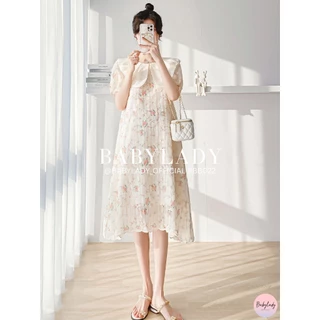 [BB 022] ชุดคลุมท้อง | BABYLADY ♡ – ผ้าคอตตอนปักลายดอกไม้ คอปกหวาน ทรงระบาย มีซับใน