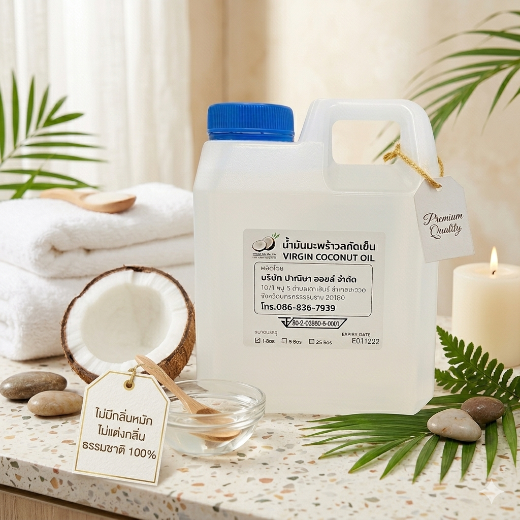 1 ลิตร น้ำมันมะพร้าวสกัดเย็น สุดคุ้ม ราคาโรงงาน มี อย. ทานได้ VIRGIN COCONUT OIL COLD PRESSED 1Lit FOOD GRADE