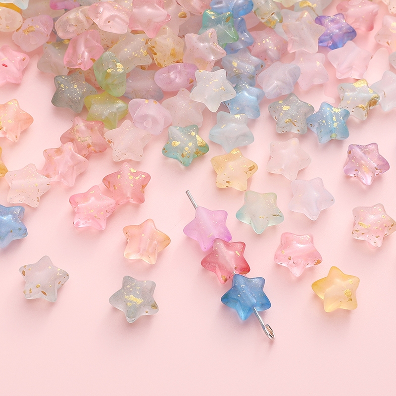 ลูกปัดอะคริลิกดาวห้าแฉก 10x9mm 50ชิ้น สีทองหลวม อุปกรณ์ทำเครื่องประดับ DIY สร้อยข้อมือ สร้อยคอ