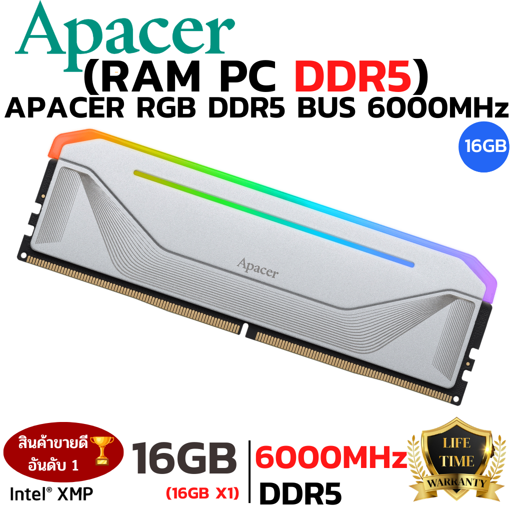 RAM DDR5 APACER OC NOX RGB SILVER 16GB 6000MHz (16x1 16GB)