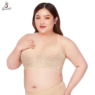 Sgarlet เสื้อในไซส์ใหญ่ตะขอหน้า ไร้โครง อกชิดทรงกระชับ ผ้าลูกไม้ สีดำ/เนื้อ MB1523