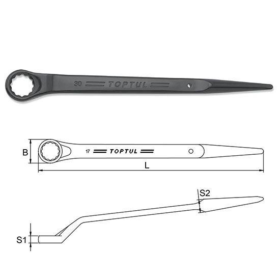 AAAS Series TOPTUL Single Ring Wrench 45° Offset ประแจแหวนเดี่ยว คอ 45°