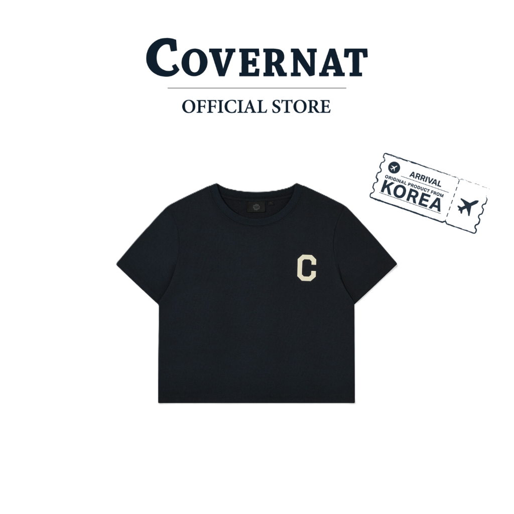 COVERNAT เสื้อครอป รุ่น Women Crop Fit Cool Cotton C Logo T-Shirt Navy (70531SCFSSF_S6NAXX)