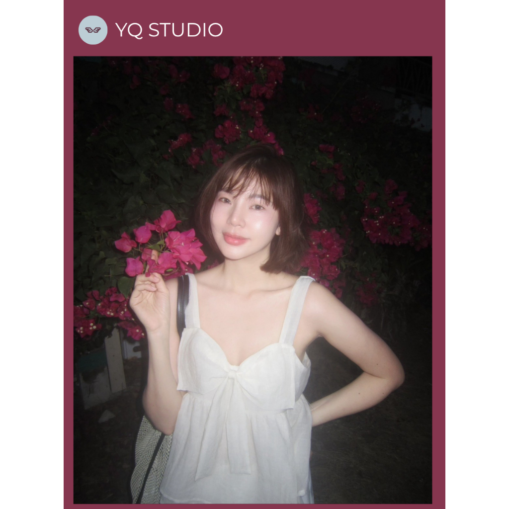 MG935 YQ Korean Shop Yerin Top เสื้อสายเดี่ยวโบว์หน้าใหญ่ผ้าพริ้วๆ ป้ายYQ