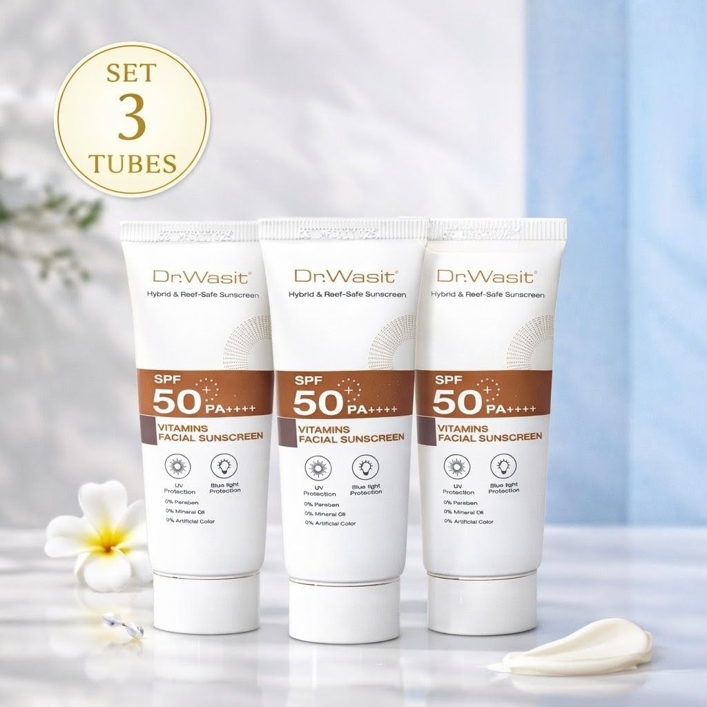 Dr.Wasit กันแดดหน้า SPF50+ PA++++ (3หลอด) ผิวโกลว์ ฉ่ำน้ำ เซ็ตคุ้ม