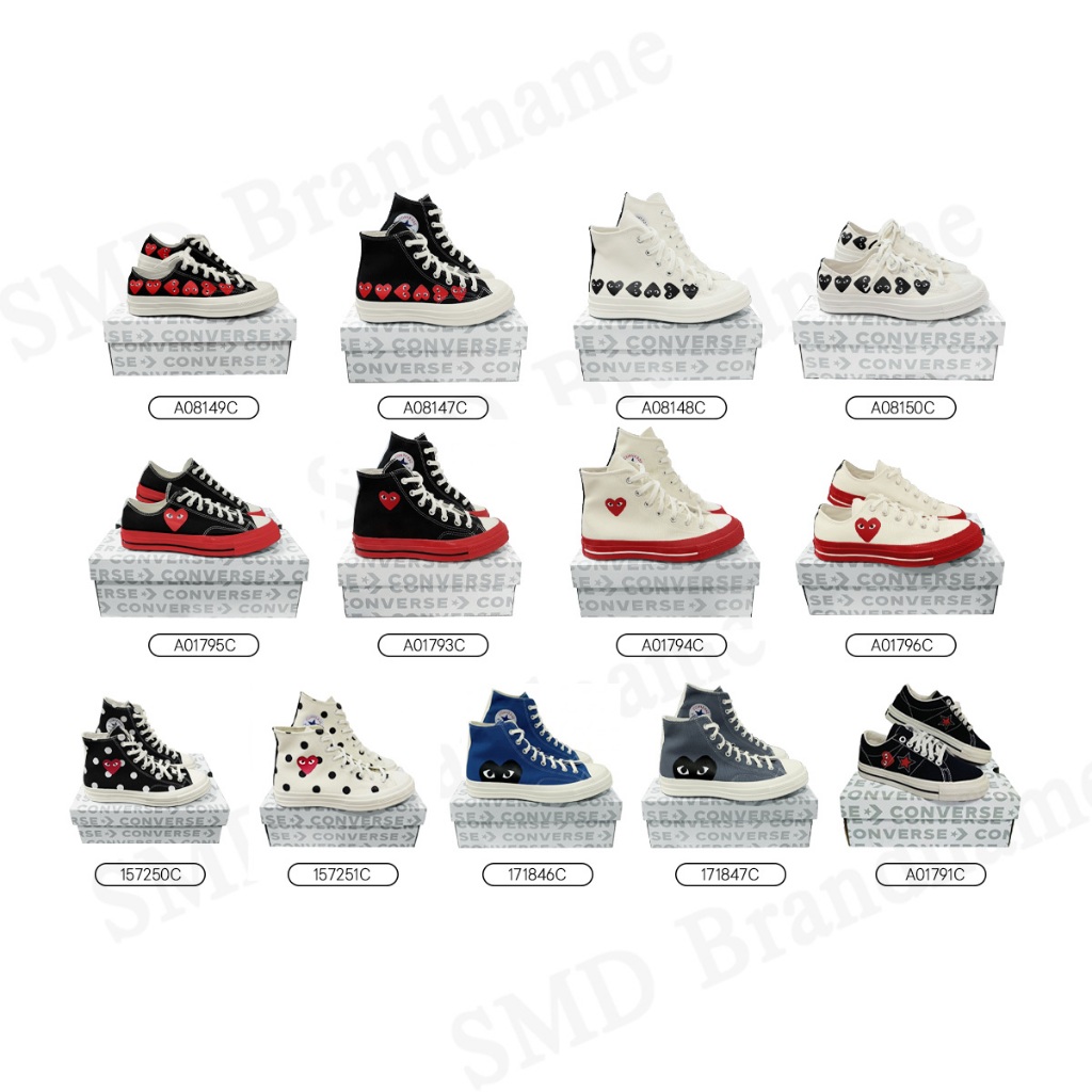 Play Comme des Garçons x Converse รองเท้าผ้าใบ รองเท้าข้อสูง ข้อต่ำ สินค้าแท้100% จากชอป