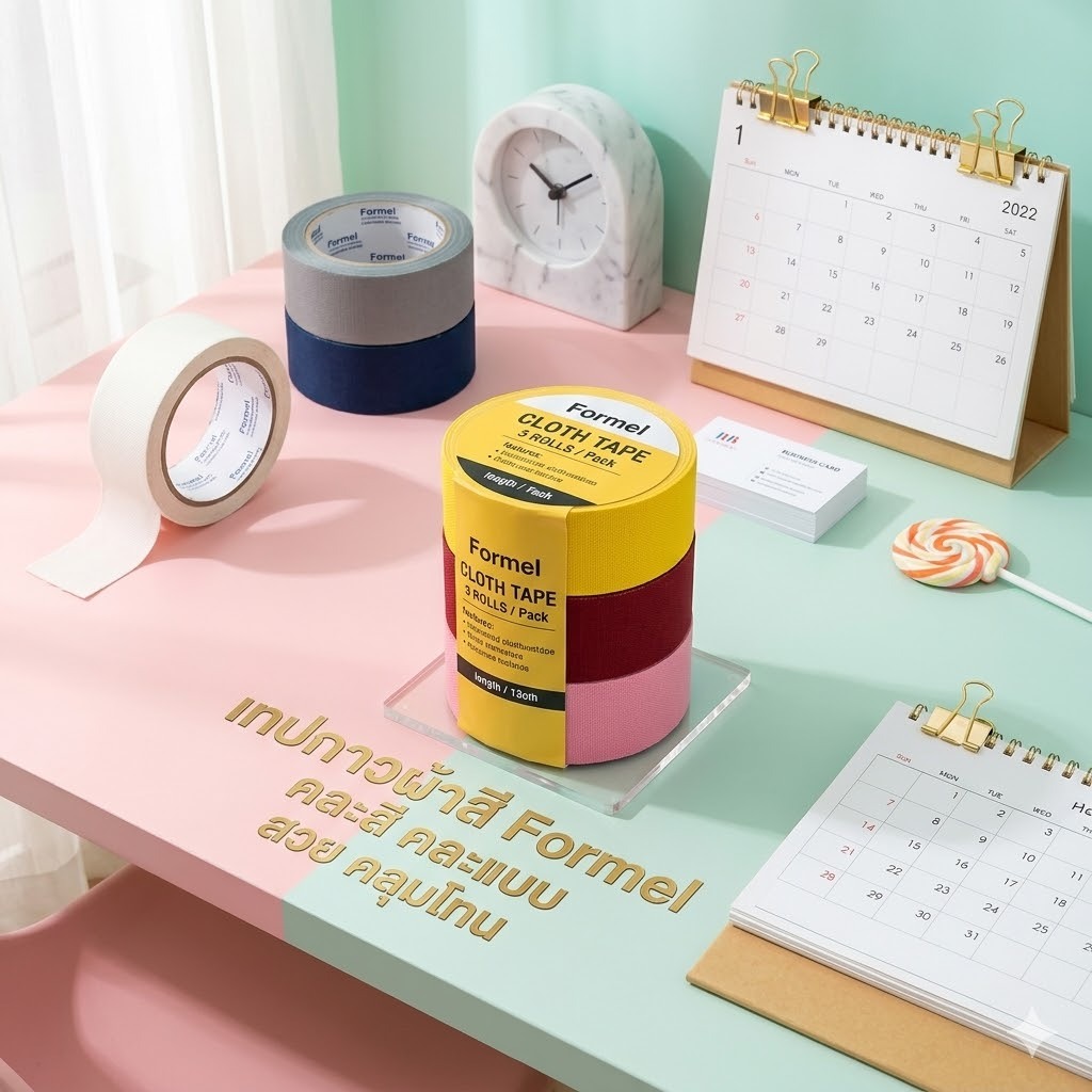 เทปกาวผ้าสี Formel คละสี คละแบบ (แพ็ค 3 )