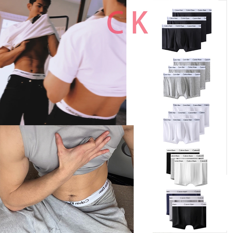 กางเกงในผู้ชาย แพ็ค 3 ชิ้น Calvin Klein Men's Underwear Cotton Stretch Trunks 3pack เนื้อผ้าฝ้ายใส่สบาย