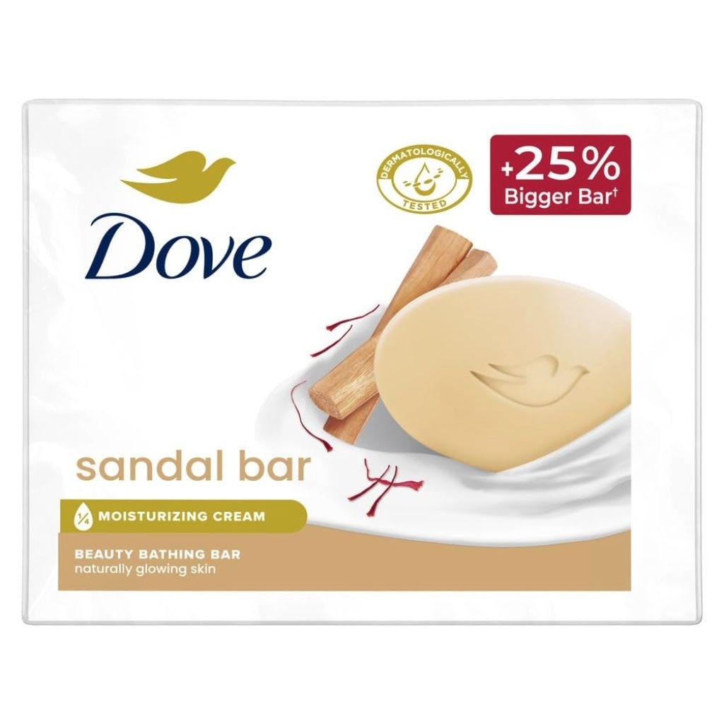 Dove Sandal Bar Soap สบู่โดฟ กลิ่นไม้จันทน์ผิวสะอาด หอมละมุน ไม่แห้งตึง 125กรัม (แพ็ค 3 ก้อน) (หมดอายุ 06/2027)